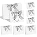 TSHAOUN 6 Piezas Bolsas para Regalo 15 x 14 x 7 cm, 28 x 20 x 9 cm, 2 Tamaños Bolsas de Papel Con Mango Plateado y Cinta Mariposa Plateada para Cumpleaños, Fiestas, Aniversarios, Navidad (White)