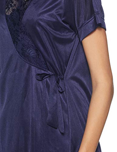 Clovia Women's Satin Sleepwear (NSM289P08-O_Blue_Free Size) - Image 6