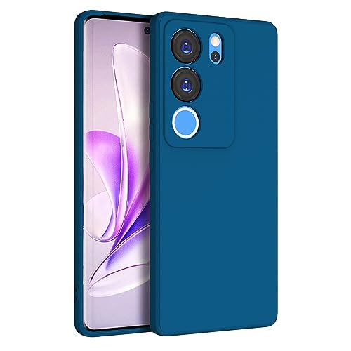 Image of Kapa Matte Protective Lens Flexible Back Cover for VIvo V29 / V29 PRO (5G) | Slim Silicone with Soft Lining Shockproof Full Body Bumper Case (Blue)