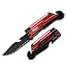 9" Tactical Assisted Open Red Survival 7 in 1 Rescue Pocket Knife LED Light Fire Starter Blade Sharpener Bottle Opener