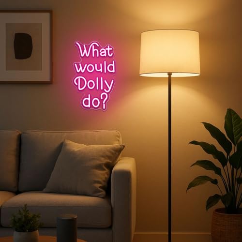 Image of What Would Dolly Do Neon Sign Country Music Neon Light Legendary Singer Cowboy Themed Party Motivational Decor Sign, for Country Music Lover Home Decor Christmas Birthday Gift(15.7 * 9.8 In)