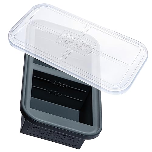 Souper Cubes 2 Cup Silicone Freezer Tray with Lid, Perfect for Storing Lasagna, Leftovers, Sauces, Portioned Meals and More, Silicone Freezer Mold for Meal Prepping - Charcoal - 1-Pack