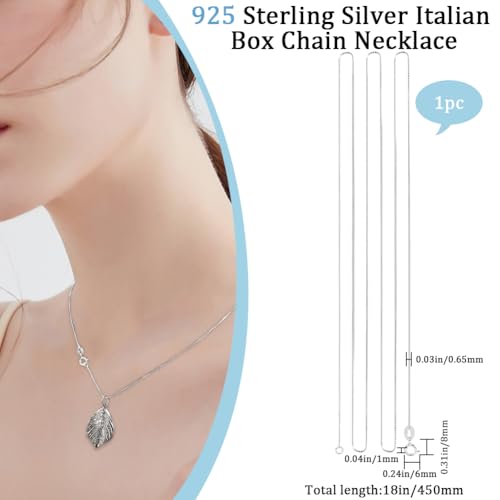 Beebeecraft 1 Box 1Pc 925 Sterling Silver Cable Chain 1mm Thin Italian Necklace Chain with Lobster Claw Clasps for DIY Jewellery Making (18 Inch) - Image 2