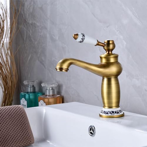 Robinet à poignée unique rétro pour évier mixte de salle de bain - 5