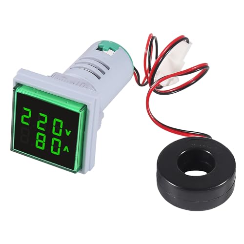 Image of 2PCS AC Voltage Current Meters, Dual LED Display Digital Voltmeter Ammeter AC 60-500V 0-100A Voltage Gauge with Transformer 110v 220v Voltage Tester Current Meter(Green)