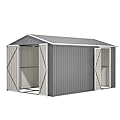LZBEITEM 8x12 Ft Sheds & Outdoor Storage - Large Metal Outdoor Storage Shed with Floor Frame Large Heavy Duty Tool Storage She Shed (8 X 12 Ft / 2 Doors)