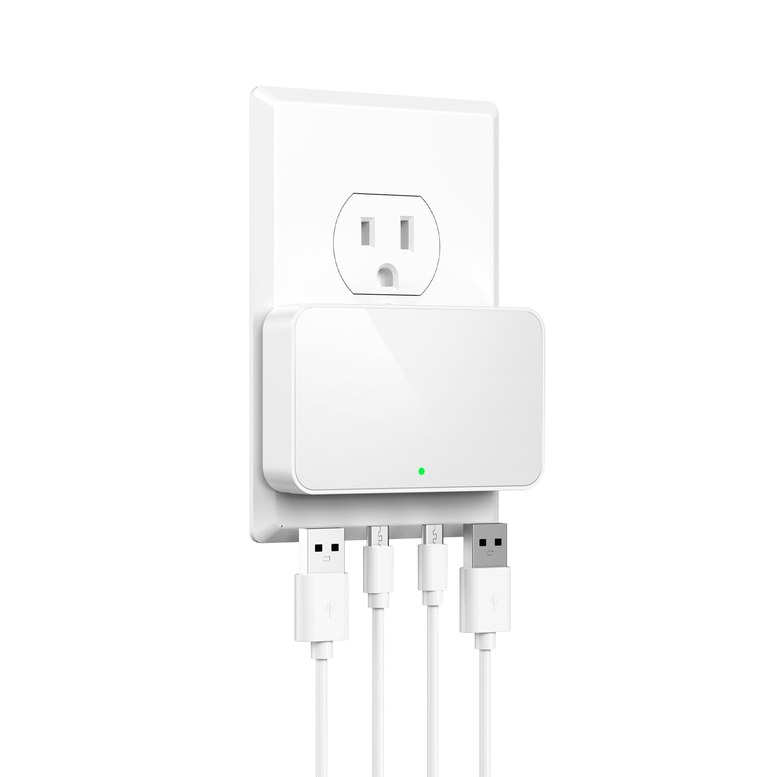 Flat USB Wall Charger 4 Ports Slim 35W USB-C/A Flodable Plug Fast Charging Block for iPhone 8/9/10/11/12/13/14/15 Multiport Power Charging Adapter for ipad and Galaxy Series S8-10 White