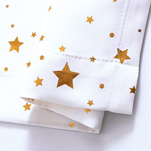 Jinchan Light Filtering Curtains Grommet Top Gold Star Pattern Kids Bedroom Window Drapes Soft Sturdy Curtain For Living Room Window Treatment 2 Panels 63 Inches Length Bleach White #TOP5