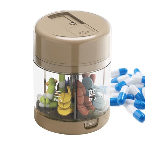 Pastillero Portátil | Organizador Diario de Medicamentos | Recipiente de 7 Compartimentos con Cortador para Suplementos y Vitaminas, Almacenamiento de Medicación para Bolso, Camping, Familia y