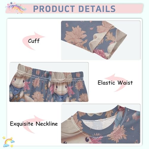 Pajama Sets Long Sleeve Cute Cowboy Animal Floral Soft Comfy Sleepwear 2 Piece PJS 3-8T4