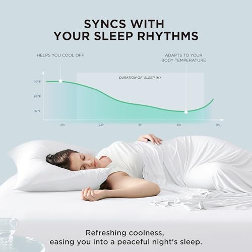Image of Bedsure Cooling Sheets Cal King, Hot Sleeper Bed Sheets, Up to 18 Inches
