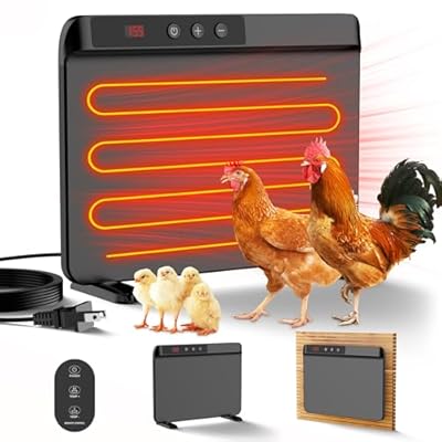 TIMEBAL 2025 Smart Chicken Coop Heater with Adjustable Temperature Remote Control, 200 Watts Radiant Heat Flat Panel Heaters for Winter Heating,Adaptable to Timer and Temp Controllers (Black)
