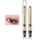 Gevlonecirly アイシャドウ ペンシル キラキラ アイシャドースティック クレヨン シェーディング 光アイシャドウ 涙袋 アイシャドウペン 防水 ハイライト 輝く うるうる瞳 多色 両端 2グラム (x 1) (03ミルクティーブラウン)