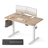 FEZIBO Standing Desk 47 x 24 Inch, Height Adjustable Desk with 4 Memory Buttons, Electric Sit Stand Desk, Home Office Table with Splice Board (Maple)