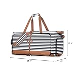 Lekesky Foldable Travel Duffle Bag for Women, 80L Large Duffel Bag with Separate Shoes Compartments & Straps, Carry On Weekend Bag for Women, Hospital, Overnight (Blue Stripes) - Image 3