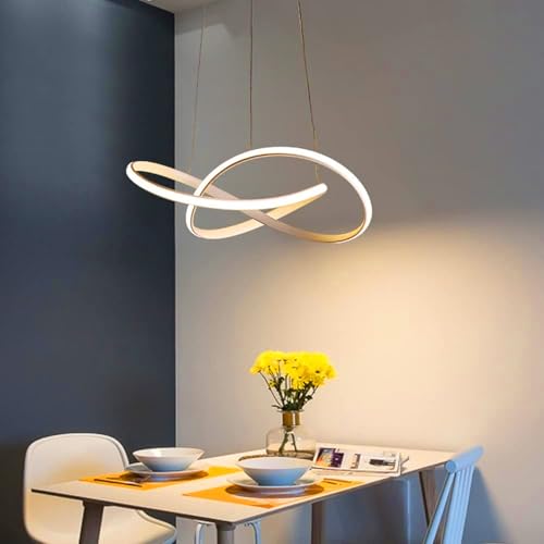 Image of SINOMAN LED Ring Twisted Chandelier Hanging Light Golden Finish Modern Decorative Pendant Ceiling Lighting Fixture Energy Saving Acrylic Ring Design Warm White for Living Room, Bedroom and Home Decor