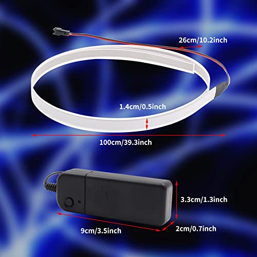 Image of Electroluminescent El Light Strip, EL Wire Rope Lights, 1M Neon Glowing Strobing Electroluminescent 100 cm x 1.4 cm (39.3 inch x 0.5 inch) ON /Slow Flash /Fast Flash, 1Pack (1, White, 1cm*1m)