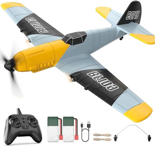 RC Plane 3 Channel BF-109 Remote Control Airplane Fighter Toys RC Glider Toy 2.4GHz 6-axis Gyro Stabilizer RTF Glider Aircraft Plane with 2 Batteries Outdoor Hobby WWII Toy Gift Easy to Fly