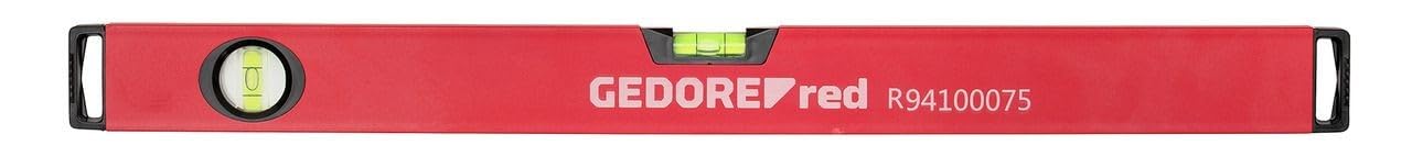 GEDORE red Wasserwaage, 600 mm lang, mit Vertikal- und Horizontal-Libelle, Messgenauigkeit +/- 0,5 mm/m, R94100075