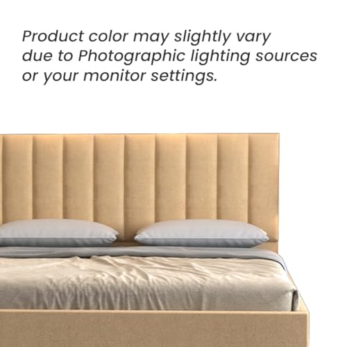 Image of DRIFTINGWOOD Florina Solid Engineered Wood Low Height Queen Size Bed Without Storage | Wooden Double Bed | Low Floor /Rise /Level /Profile Cot Bedroom Furniture | Beige, Self Assembly (DIY)