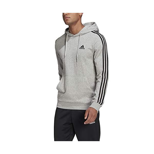 adidas,Essentials 3-Stripes Hoodie,Medium Grey Heather/Black,XLTG - Image 7