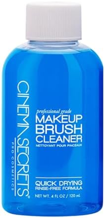 Cinema Secrets Original Blue Vanilla Makeup Brush Cleaner Solution - Professional Cleanser for Makeup Brushes - Quick-Drying, Rinse-Free Formula - Removes Stubborn Waterproof Make Up (4 fl oz)