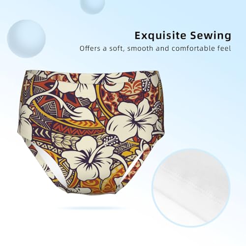 Tropical Hibiscus Flower With Tapa Girls' Underwear Soft Cotton Little Girls Panties Comfort Briefs3