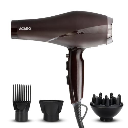 AGARO HD-1120 2000W AC Professional Hair Dryer with Comb, Concentrator & Diffuser Nozzles, Hot & Cold Air, 2 Speed & 3 Temperature Settings with Cool Shot, Hair Dryer & Blower for Men & Women