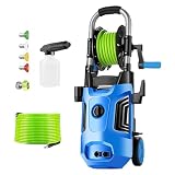 4800 PSI Electric Pressure Washer 2024 Newest 4.0GPM Power Washer with 33ft Pressure Hose, 4 Nozzle and Detergent Tank for Cars, Upgraded Blue