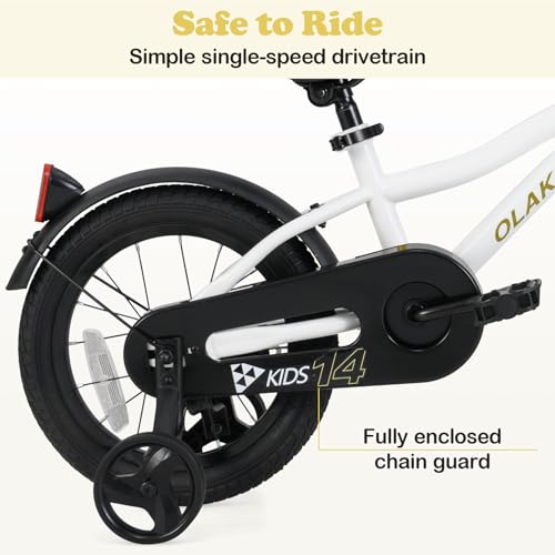 Image of Olakids Kids Bike, 12 14 16 18 Inch Toddlers Bike with Training Wheels Safety Bell Adjustable Seat and Handlebar, Handbrake and Coaster Brake, Children's Bicycle for Boys Girls