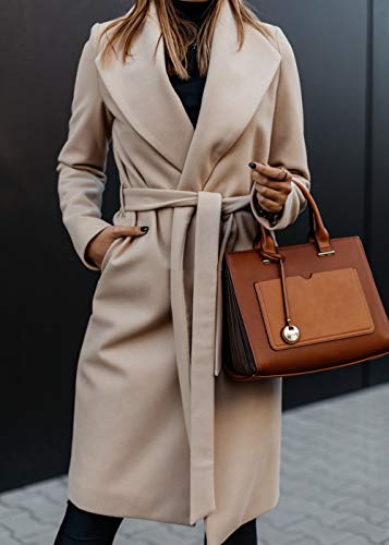 Womens Winter Elegant Pea Coat Open Front Wool Blend Trenchcoat Outerwear3