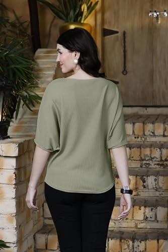 Image of Zilcon Womens Half Ballon Sleeve t-Shirt Tops Boat Neck Loose Fit Casual Workout T-Shirts