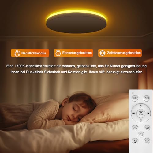ToyGlee LED Deckenleuchte Dimmbar, 36W Ø30cm Smart RGBIC LED Deckenlampe mit Fernbedienung, Funktioniert mit Alexa & Google Assistant… – Ansicht 6