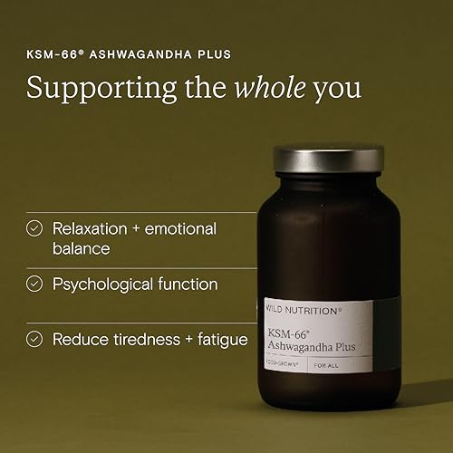 WILD NUTRITION Food-Grown® Ashwagandha KSM 66 Plus | Ethically Sourced Ashwagandha Capsules to Support Mind and Body | Ashwagandha Tablets to Support Stress and Anxiety | 60 Capsules WILD NUTRITION Food-Grown® Ashwagandha KSM 66 Plus | Ethically Sourced Ashwagandha Capsules to Support Mind and Body | Ashwagandha Tablets to Support Stress and Anxiety | 60 Capsules