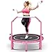 JOY SPOT! Mini Fitness Trampolin, Ø102cm Faltbares Trampoline mit Bungee-Seilen & verstellbarem Griff, Maximale Belastung 204kg, Rebounder Trampolin Indoor Outdoor mit springseile für Heimtraining