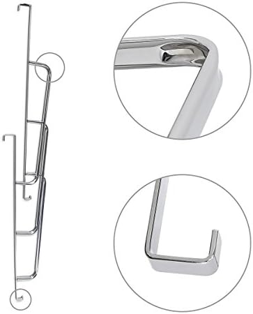 Relaxdays Towel Holder with 3 Rails: 85 x 54 x 11 cm Stainless Steel for All Standard-Size Doors with no Drilling, Chrome Finish w/ 2 Hooks, Modern Bathroom & Kitchen Style, Metallic Silver