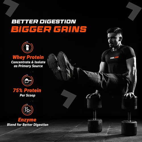 Image of FUELONE Whey Max (Kesar Thandai, 1kg / 2.2lbs), 27g Protein | Whey Protein Concentrate & Whey Protein Isolate