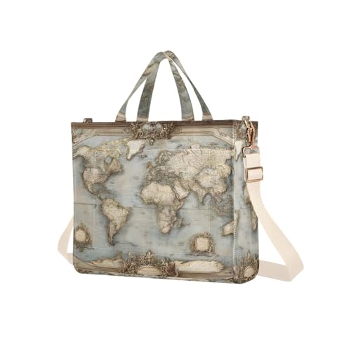 Bolsa Tote Vintage con Mapa Mundial para Mujer miniatura 3