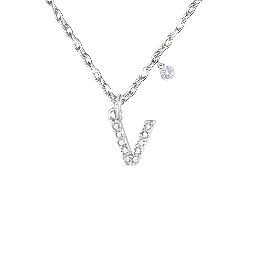 GUOYU 26 Collana Iniziale Lettera di Compleanno da Donne Ragazze, Collana con Lettera in Zirconi d'Argento Ciondolo, Personalizzazione Idee Regalo di Compleanno Celebrazione