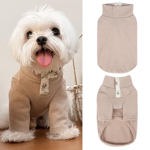 Yaopelky Hunde-Sweatshirt für kleine, mittelgroße Hunde und Katzen, Herbst-T-Shirt, langärmelig, Welpen-Outfit, lässige Hundekleidung für Yorkie, Chihuahua, Größe S (1,5–3 kg), Kaffeefarben