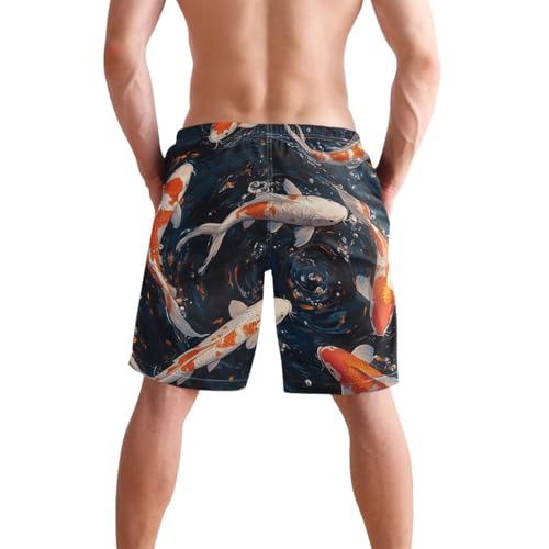 Men's Swim Trunks Quick Dry Swimming Shorts with Pocket Koi Fish Water Pattern Swimsuit Trunks2