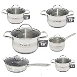 Edelstahl Topfset 8-teilig – Induktion geeignet – Kochgeschirr Set mit Glasdeckeln...