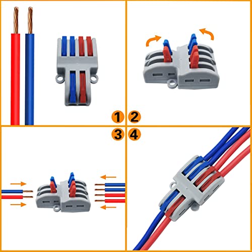 Miniatura 3 de Conectores Electricos, Cesfonjer 10 Pcs Spl-42 Conector Cable, Biateral Conector Conductor Compacto, Bloques De Conectores Eléctricos 2 En 4 Fuera