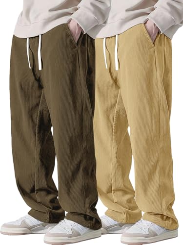 Image of Pinkmint Men's Poly-Lycra Loose Fit Trousers, Korean-Style Casual Pants with Side Pockets, Comfortable Travel (Available in Plus Sizes)