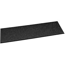 Anti-Fatigue Floor Mat, 3 x 10 Feet, Black Rubber, Diamond Pattern, 1/2 Inch Thick