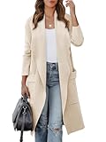 ANRABESS Women's Long Cardigan Sweater 2025 Fall Fashion Casual Oversized Knit Open Front Coatigan Jacket Coat Outfits Parchment Medium
