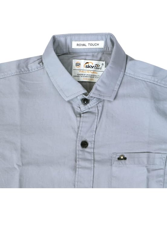 Image of Boy's Kids Regular Fit Solid Pattern Cotton Shirt with Pocket Collared Neck Long Sleeve Button Down Closure Type and Standard Length | Boys Cotton T-Shirts Set | Shirt for Boy