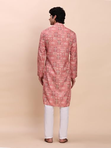 Image of Pro-Ethic Style Developer Men's Cotton Printed Kurta Pajama Set Traditional Outfit | Mandarin Collar (E-129)