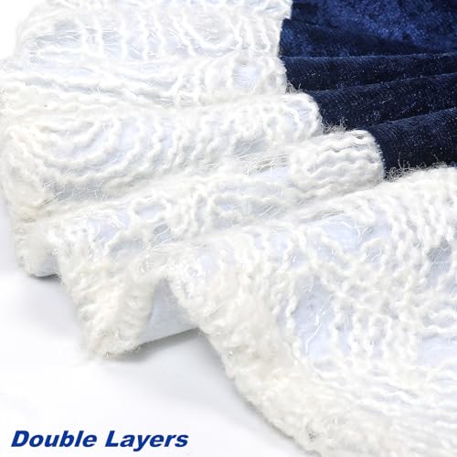 XAMSHOR Blue Christmas Tree Skirt 32 Inches Snow Sequin Embroidery with White Trim Border Decor for Xmas Holiday Party Ornaments by XAMSHOR - Image 3