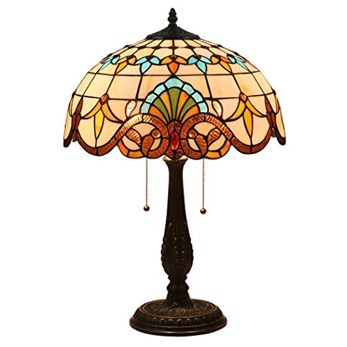 Lampe de table de style vitrail 16 pouces pour salon, luminaire de chevet LED E27 rétro